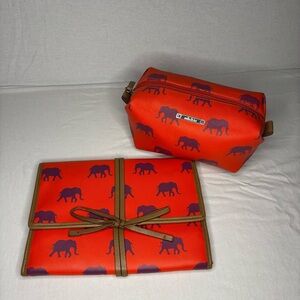 Stella & Dot: Red &‎ Purple Elephant: Cosmetic Bag And Jewelry Travel Organizer